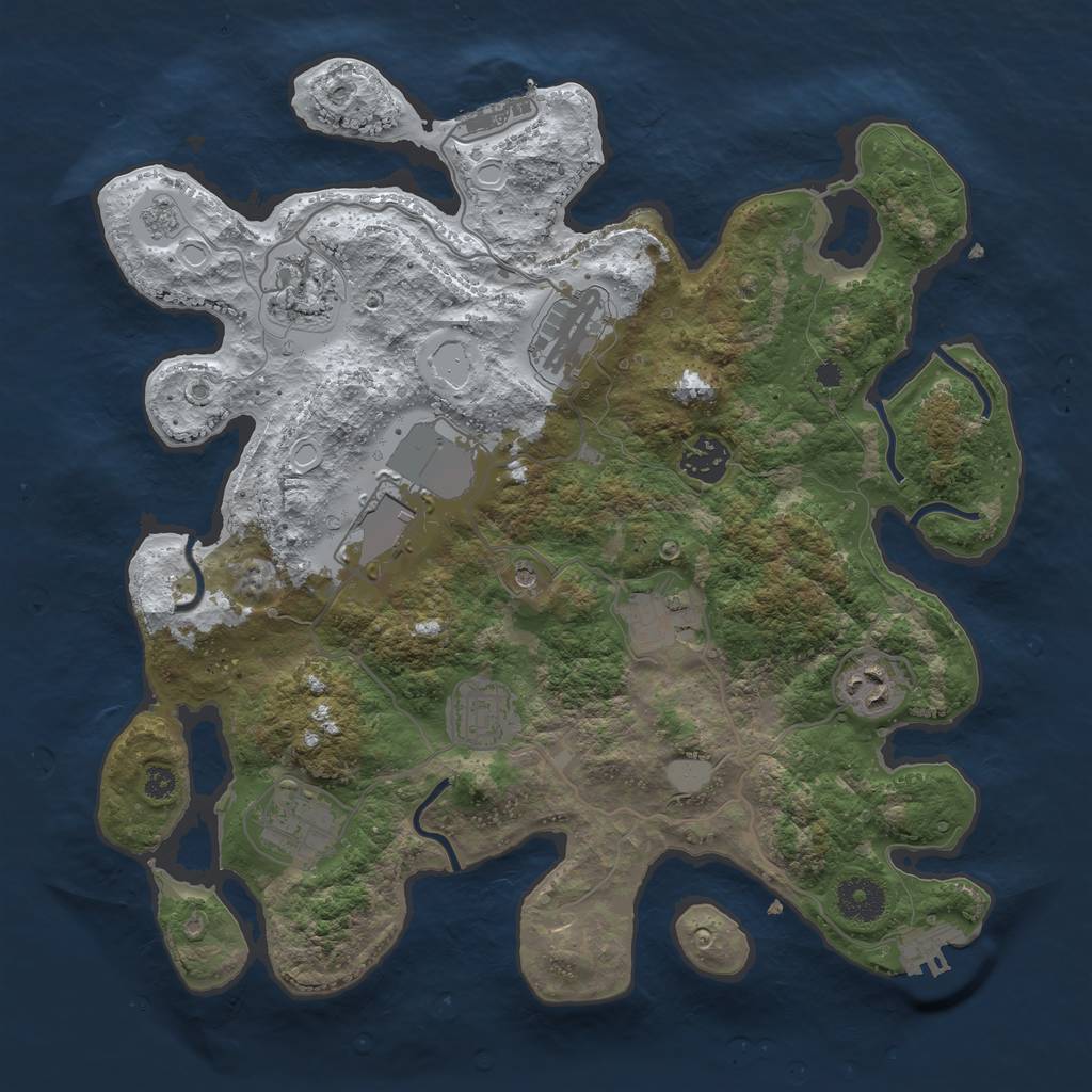 Rust Map: Procedural Map, Size: 3500, Seed: 20001, 17 Monuments