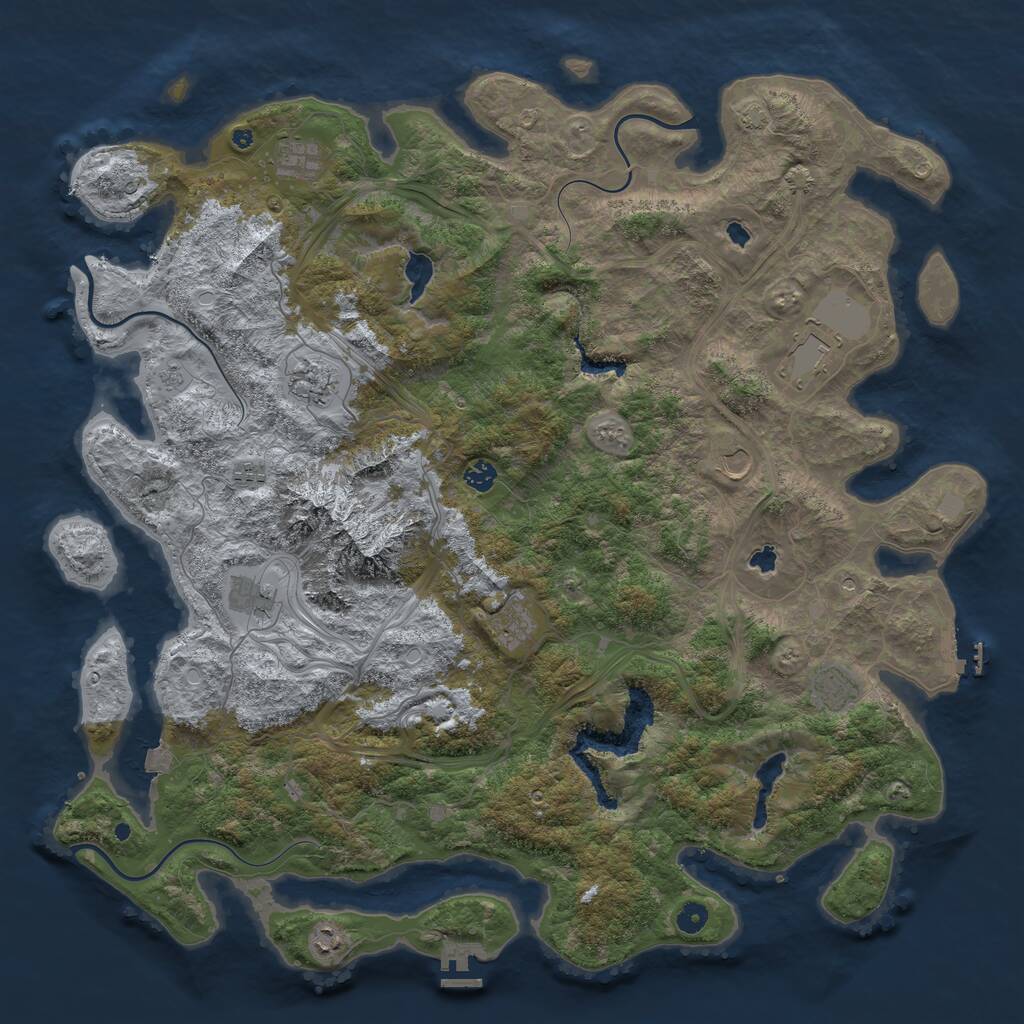 Rust Map: Procedural Map, Size: 5000, Seed: 234761, 16 Monuments