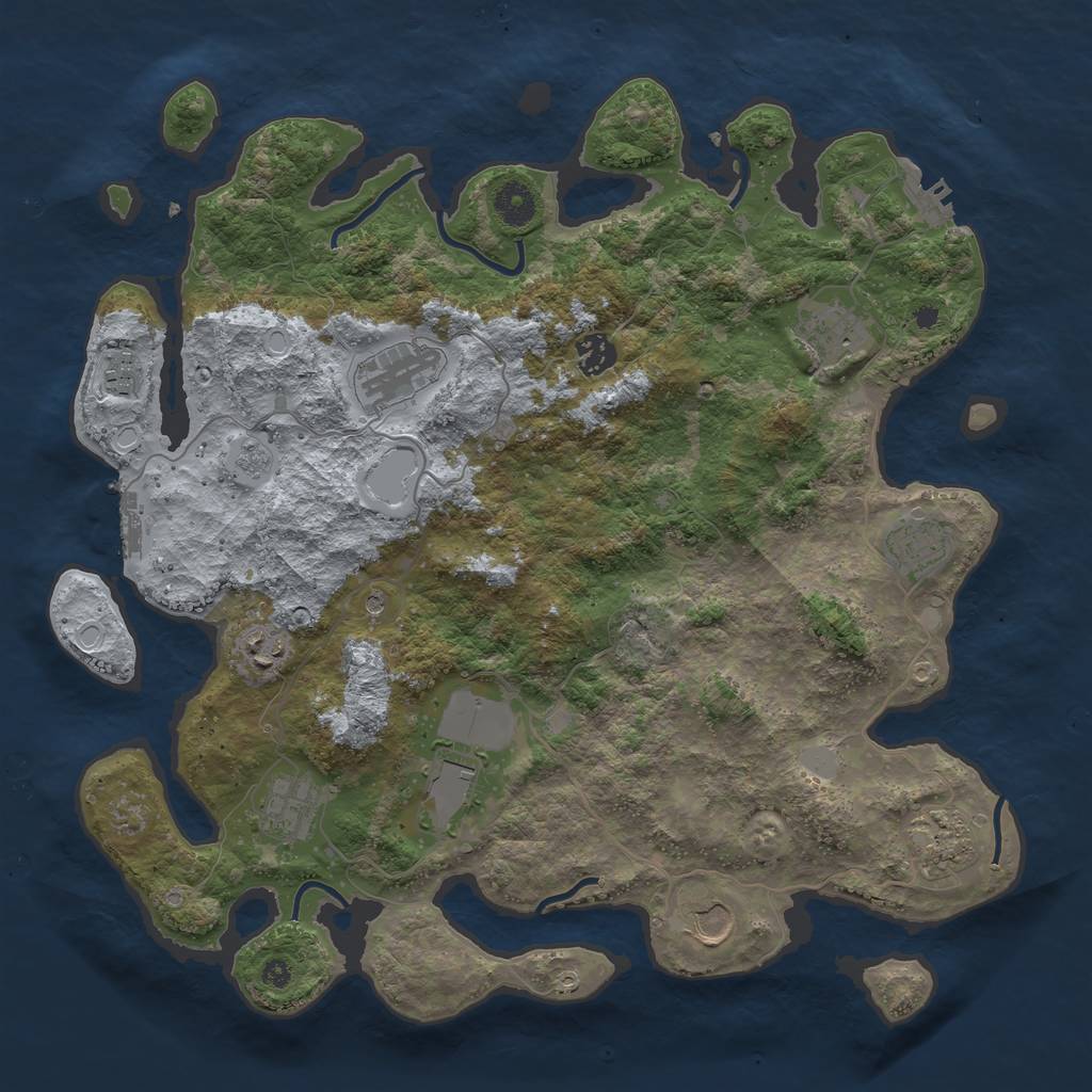 Rust Map: Procedural Map, Size: 3900, Seed: 1234567, 19 Monuments