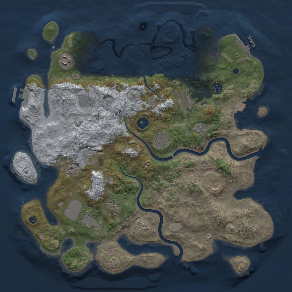 Rust Map: Procedural Map, Size: 3900, Seed: 1234567, 16 Monuments