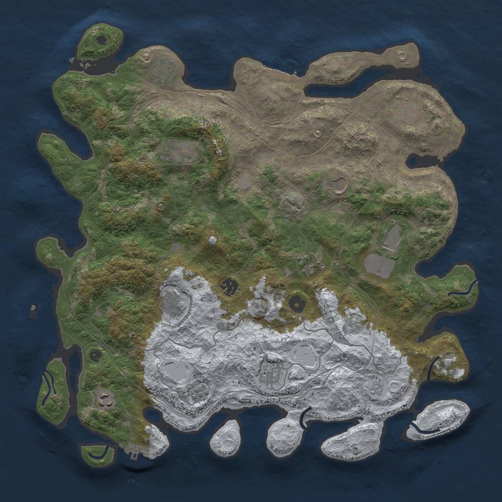Rust Map: Procedural Map, Size: 4500, Seed: 3849280, 20 Monuments