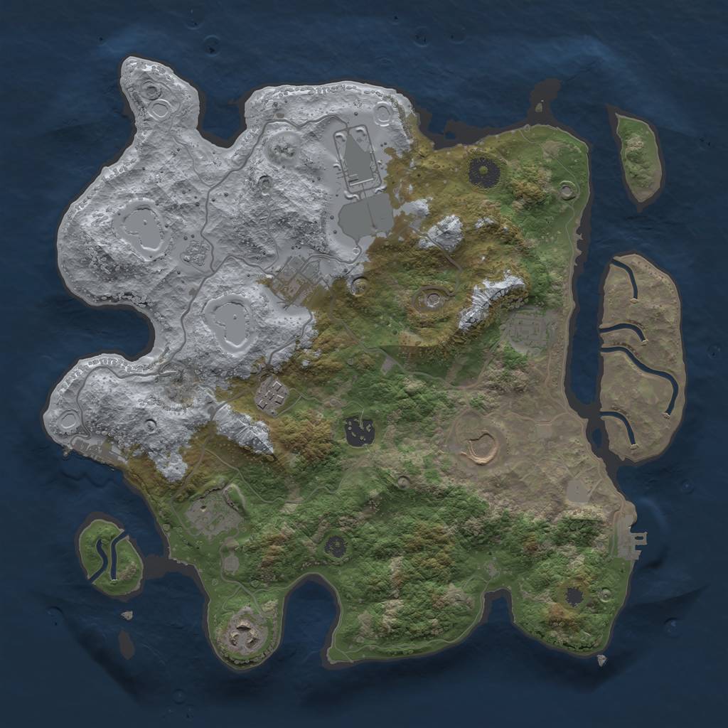 Rust Map: Procedural Map, Size: 3500, Seed: 972128042, 17 Monuments