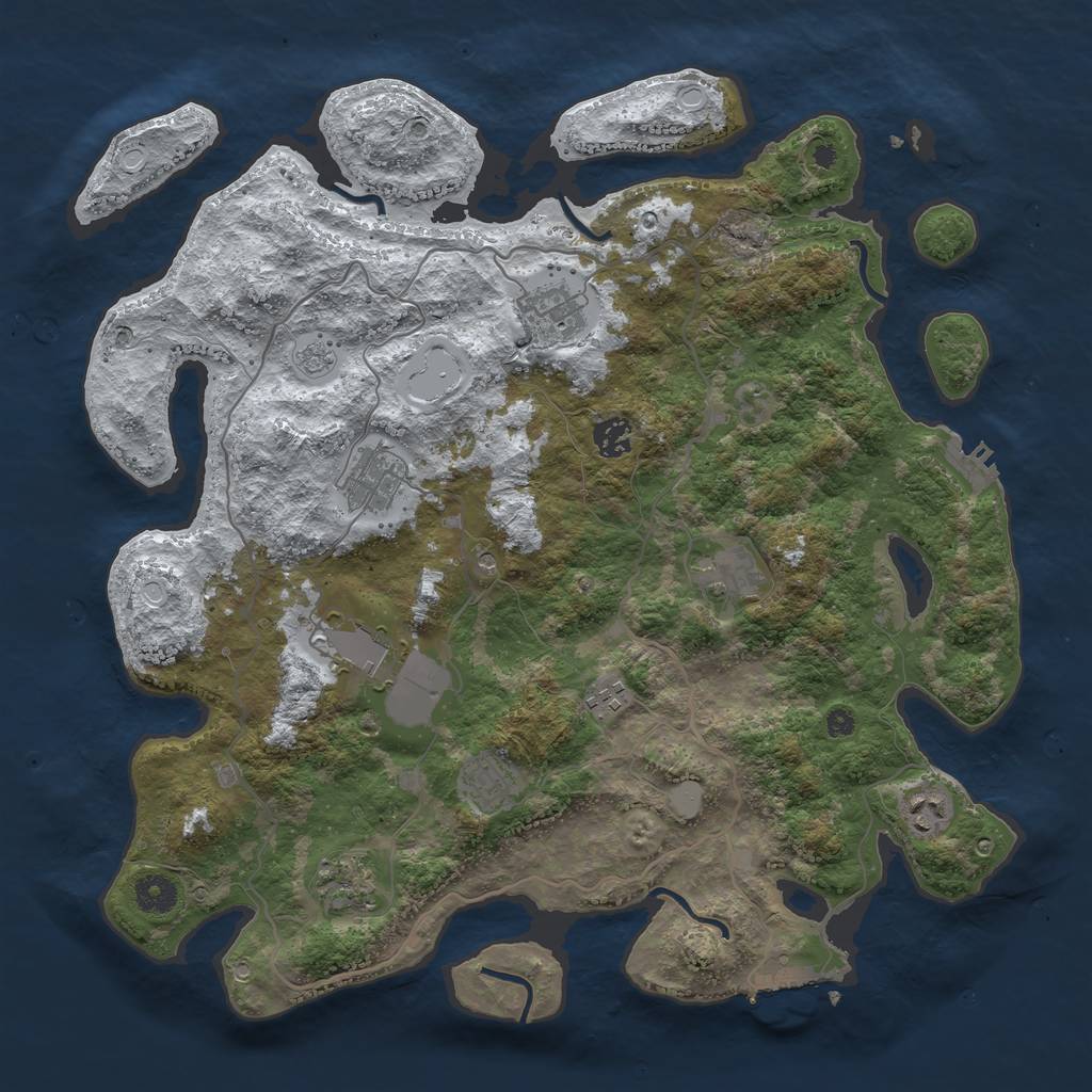 Rust Map: Procedural Map, Size: 4000, Seed: 1256517641, 18 Monuments