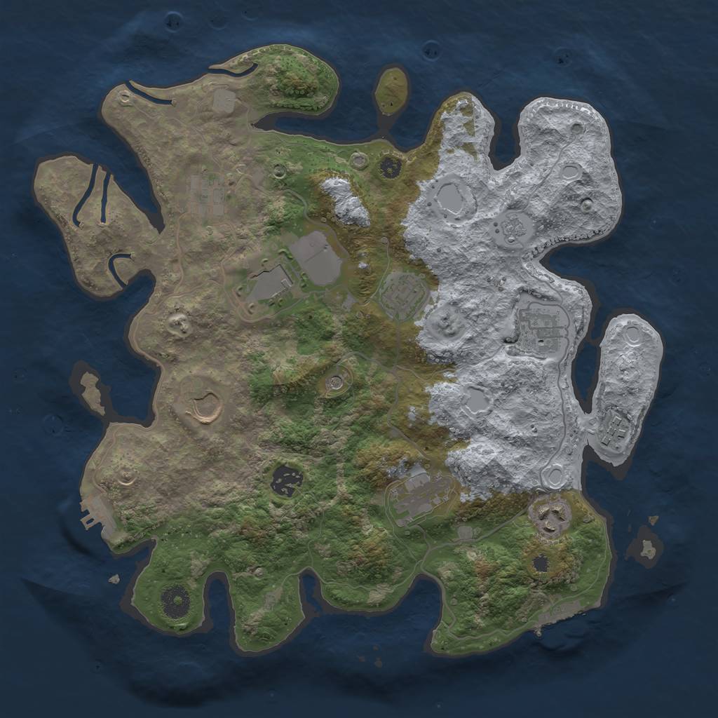 Rust Map: Procedural Map, Size: 3500, Seed: 1660660139, 18 Monuments
