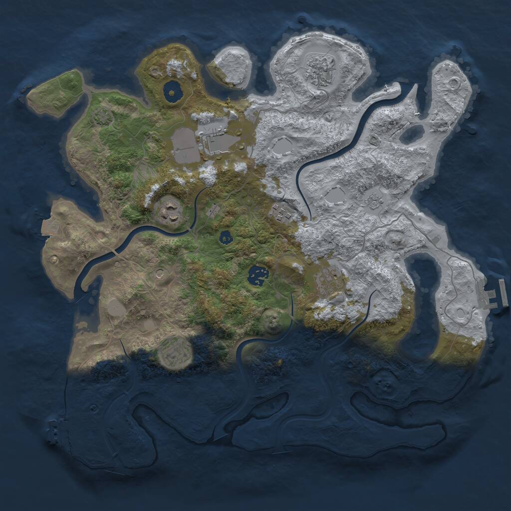 Rust Map: Procedural Map, Size: 3700, Seed: 288358839, 13 Monuments