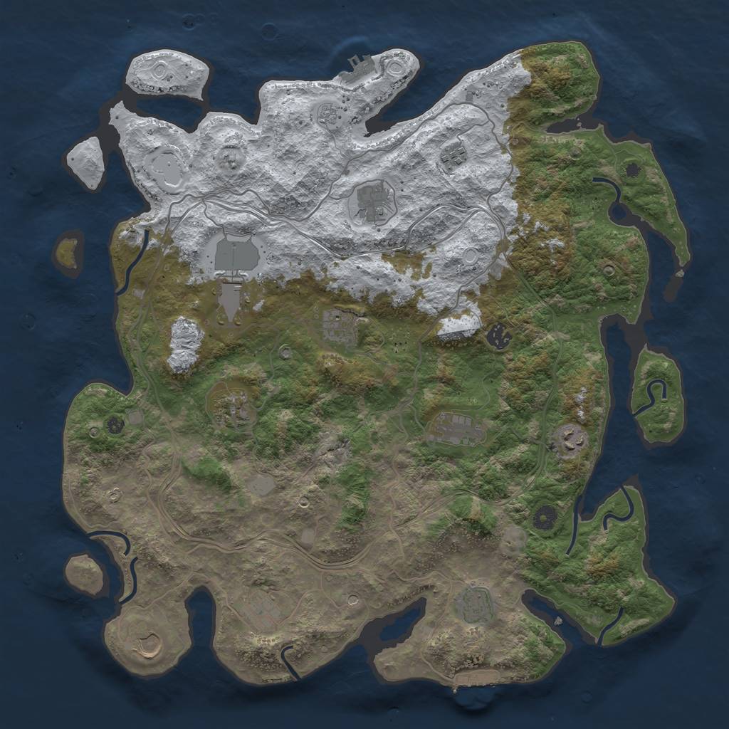 Rust Map: Procedural Map, Size: 4444, Seed: 987456, 20 Monuments