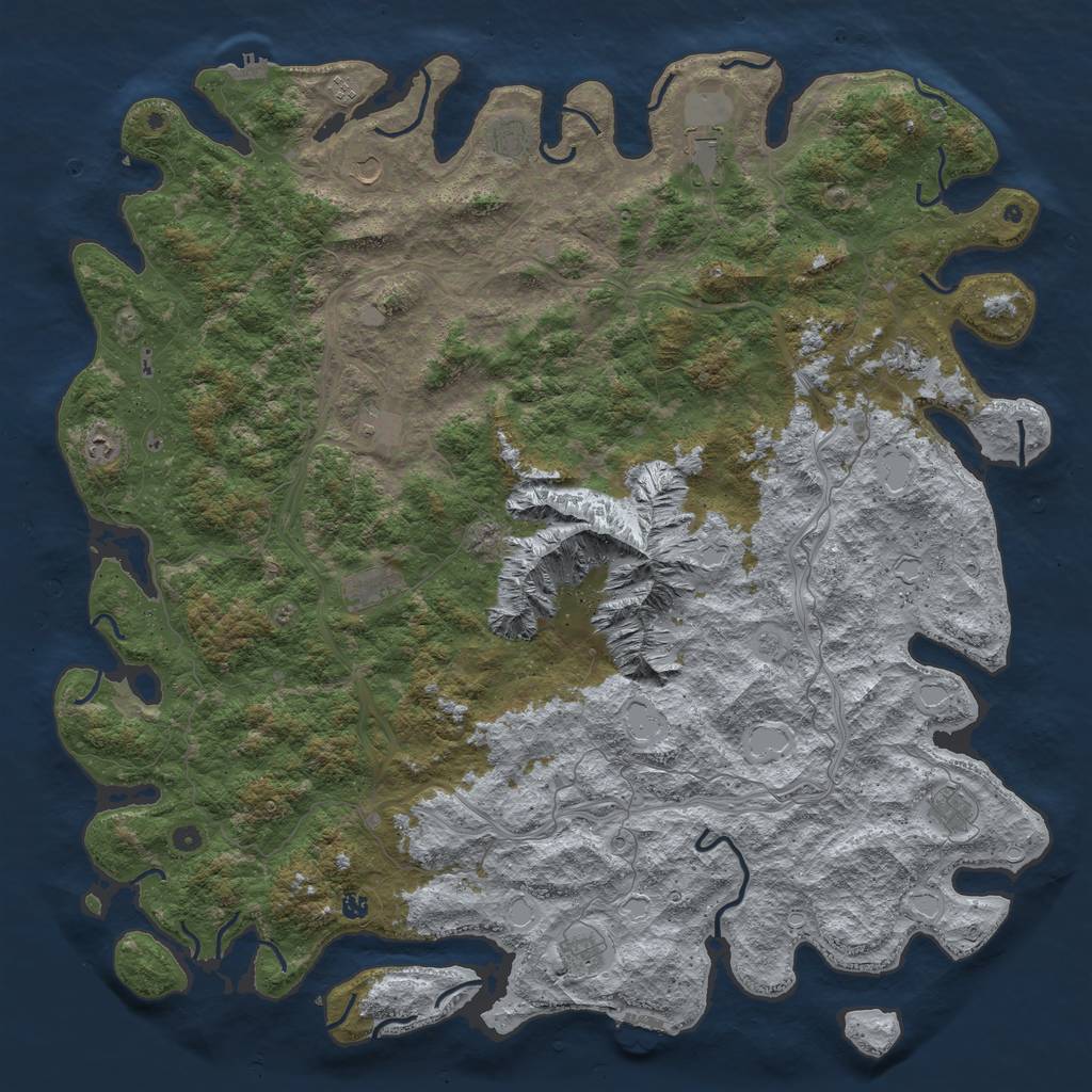Rust Map: Procedural Map, Size: 6000, Seed: 602445046, 20 Monuments