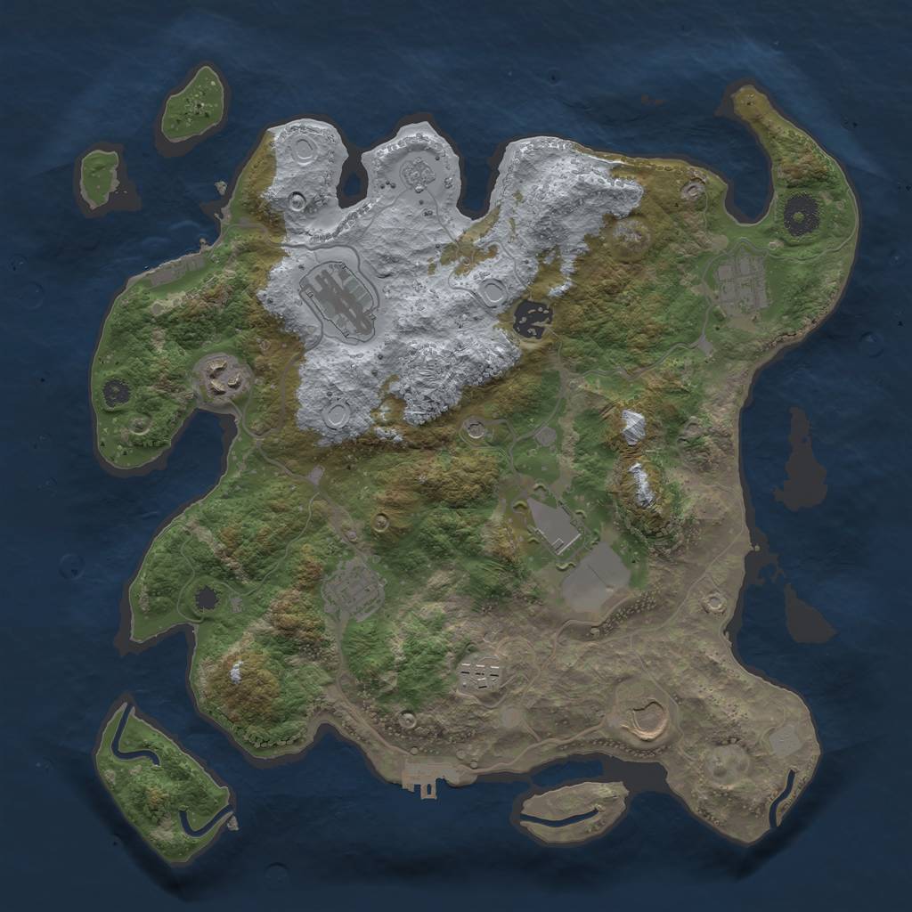 Rust Map: Procedural Map, Size: 3500, Seed: 106054843, 17 Monuments