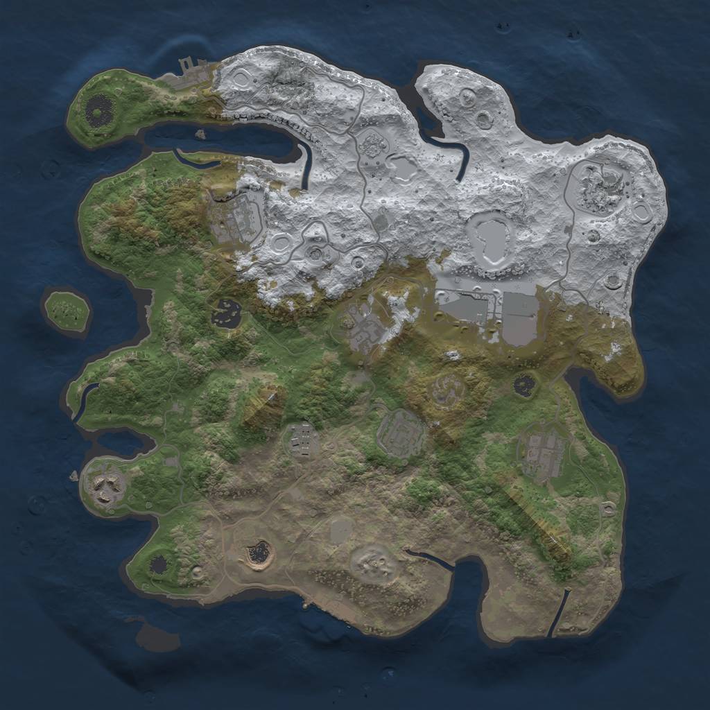 Rust Map: Procedural Map, Size: 3500, Seed: 756616, 19 Monuments