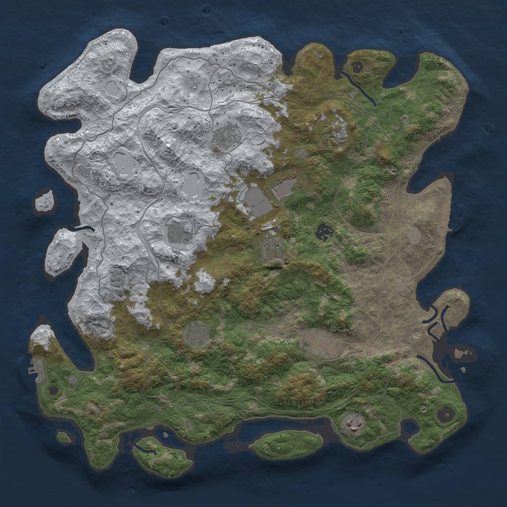 Rust Map: Procedural Map, Size: 4516, Seed: 55, 19 Monuments