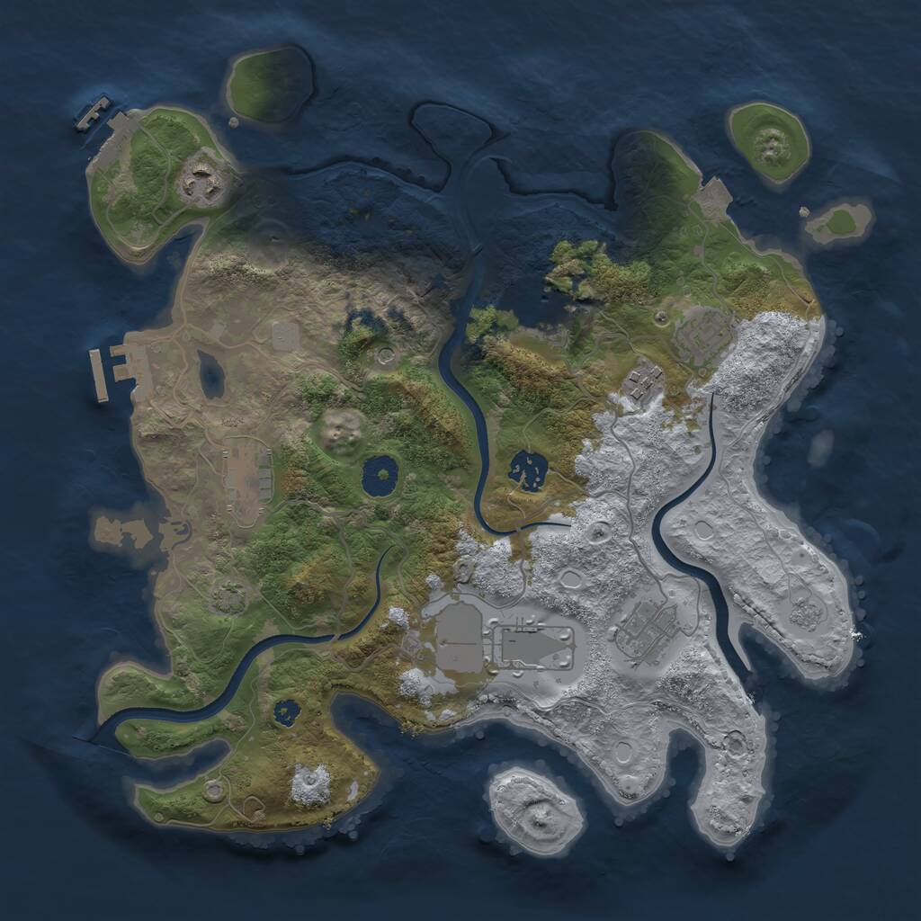 Rust Map: Procedural Map, Size: 3500, Seed: 861264959, 14 Monuments
