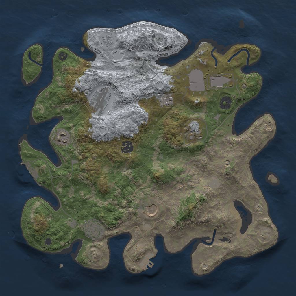 Rust Map: Procedural Map, Size: 3500, Seed: 121296, 17 Monuments