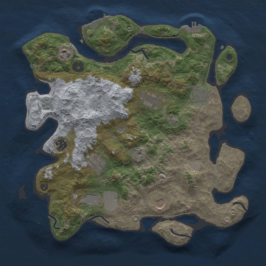 Rust Map: Procedural Map, Size: 3500, Seed: 1000837012, 17 Monuments