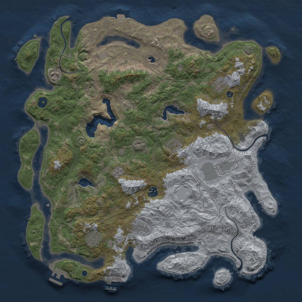Rust Map: Procedural Map, Size: 4500, Seed: 1893833654, 14 Monuments
