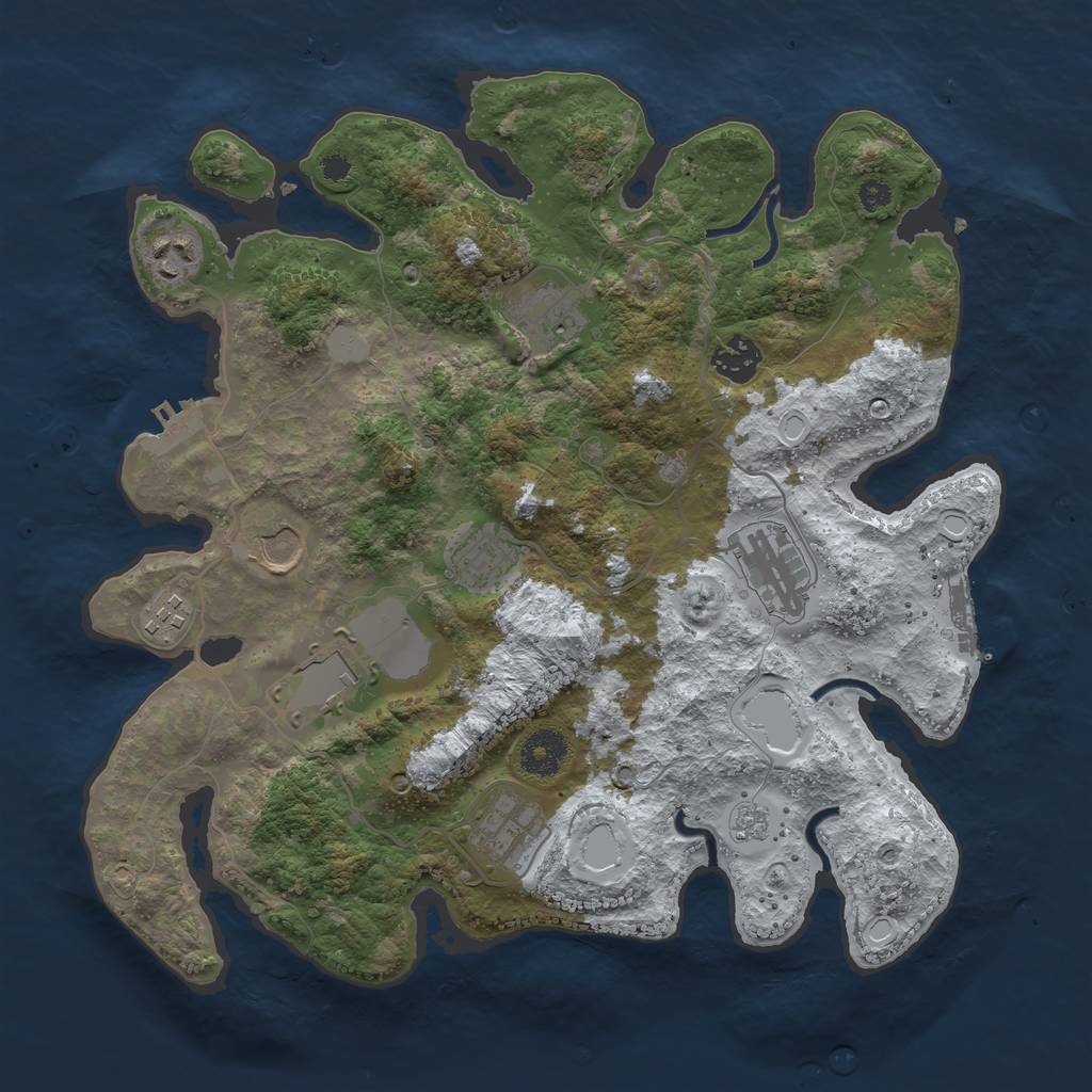 Rust Map: Procedural Map, Size: 3500, Seed: 976953159, 17 Monuments