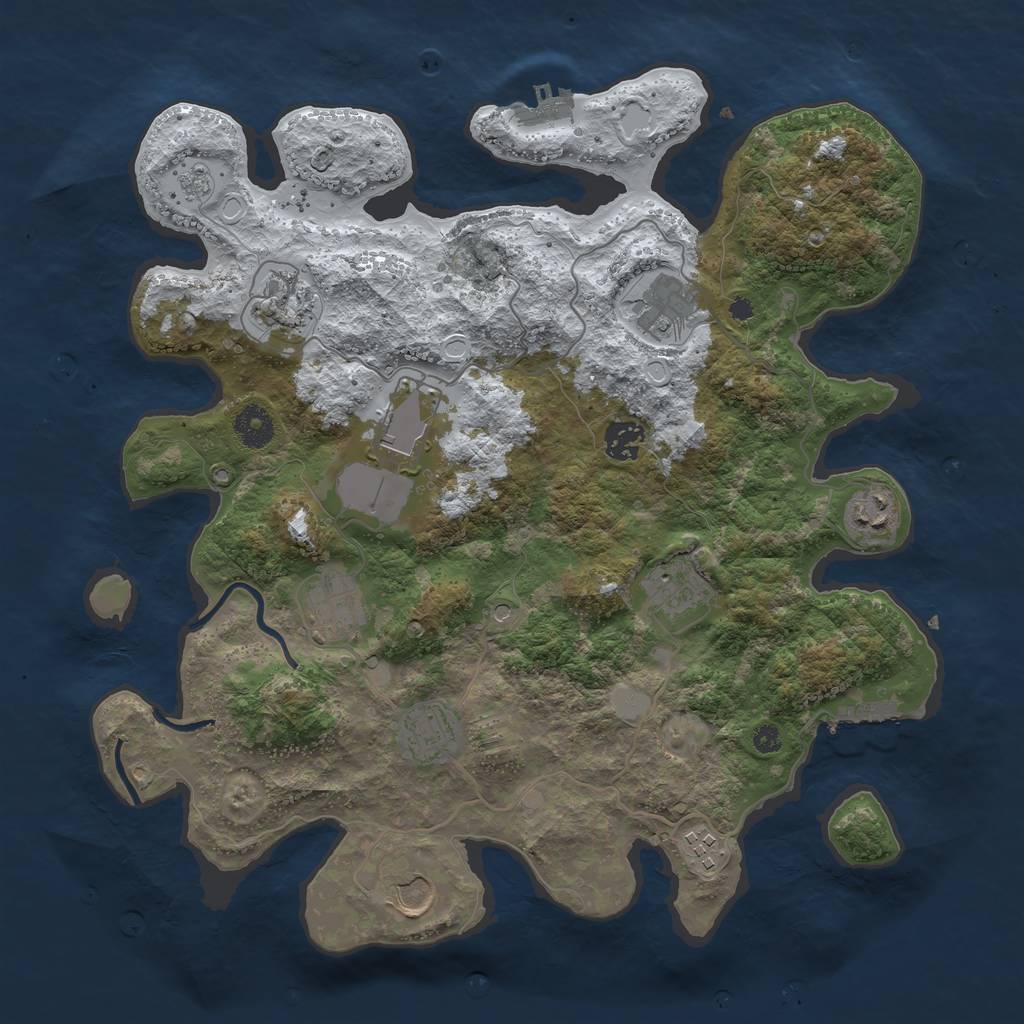 Rust Map: Procedural Map, Size: 3750, Seed: 2480442, 19 Monuments