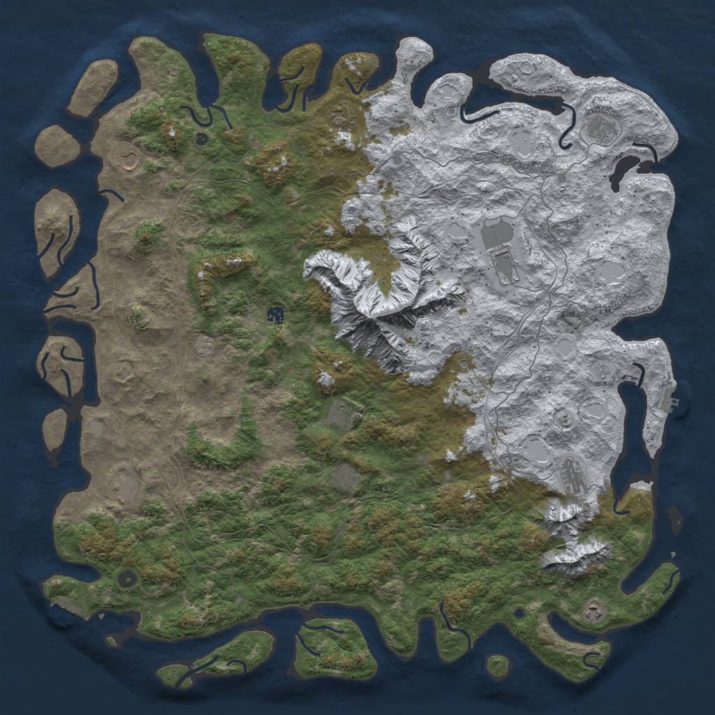 Rust Map: Procedural Map, Size: 6000, Seed: 9888745, 20 Monuments