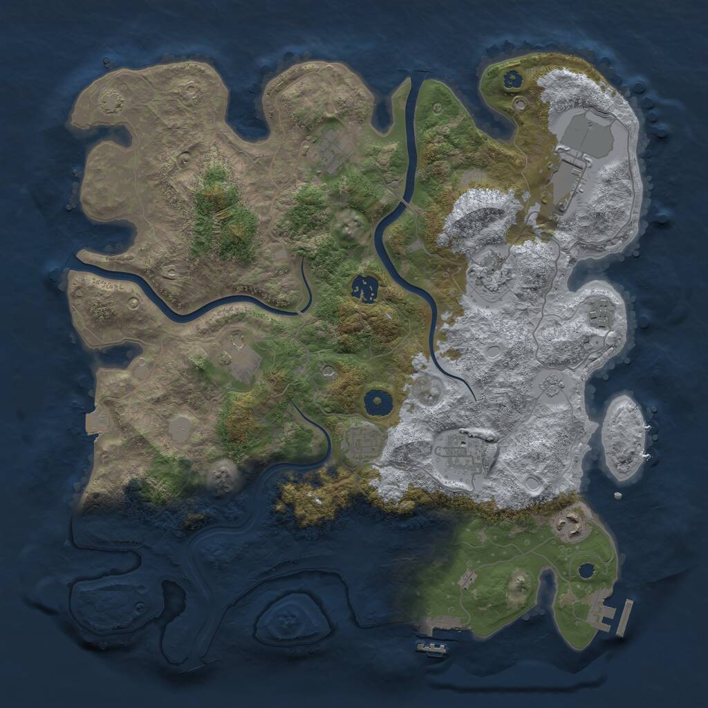 Rust Map: Procedural Map, Size: 3800, Seed: 491428594, 15 Monuments