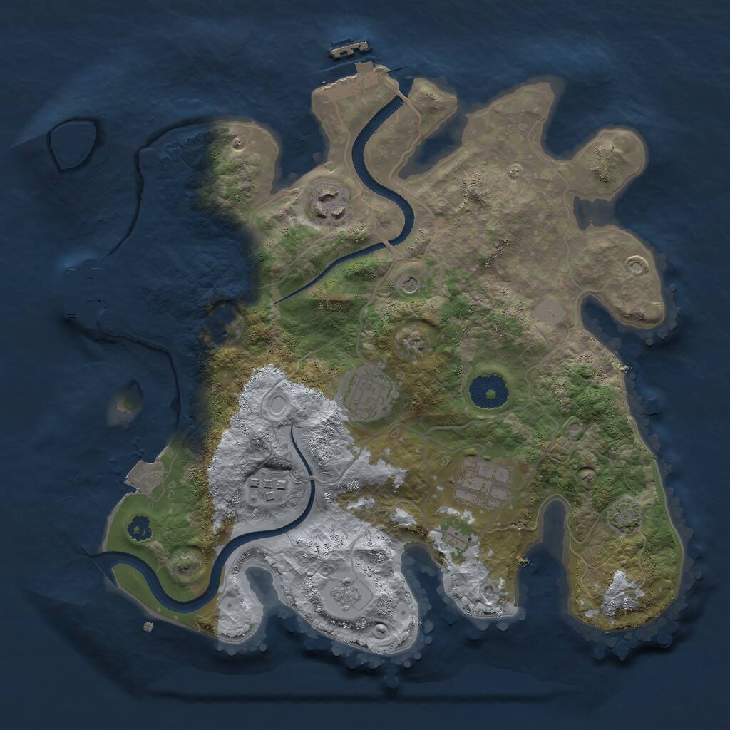 Rust Map: Procedural Map, Size: 3000, Seed: 4869, 10 Monuments