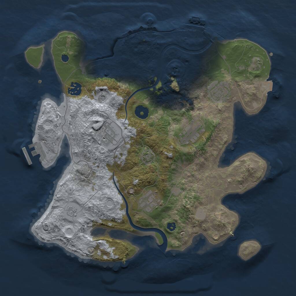 Rust Map: Procedural Map, Size: 3258, Seed: 8695039, 12 Monuments
