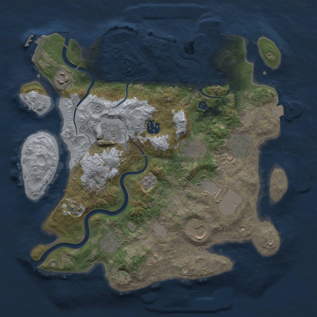 Rust Map: Procedural Map, Size: 3500, Seed: 3512874, 14 Monuments