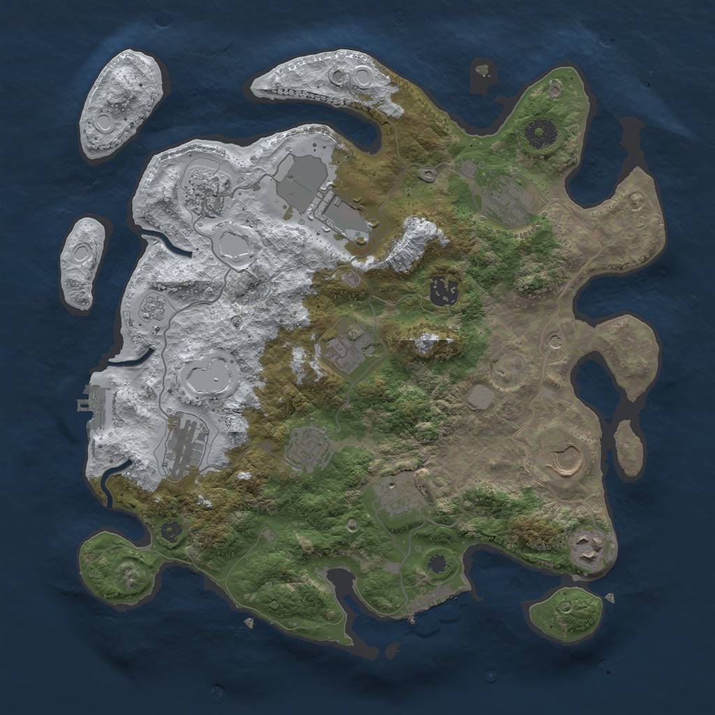 Rust Map: Procedural Map, Size: 3500, Seed: 1114853633, 19 Monuments