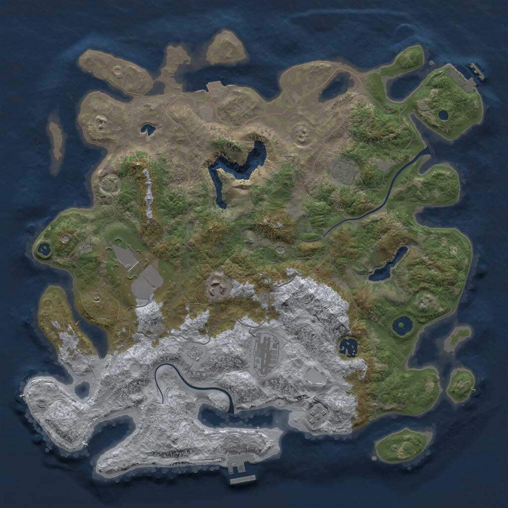 Rust Map: Procedural Map, Size: 4000, Seed: 694675, 12 Monuments