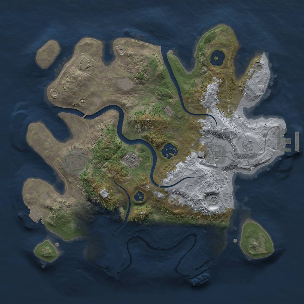 Rust Map: Procedural Map, Size: 3000, Seed: 82491, 10 Monuments