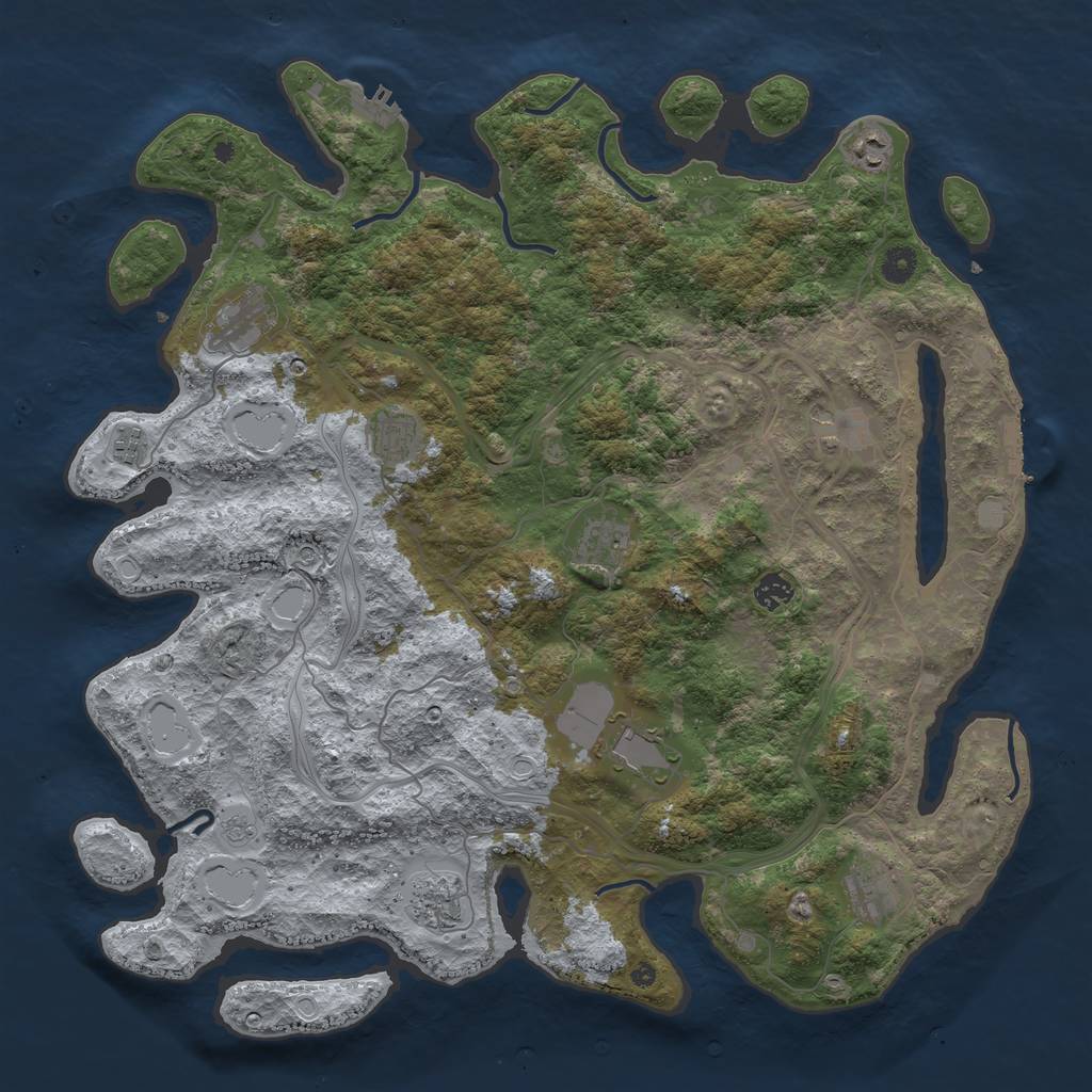 Rust Map: Procedural Map, Size: 4500, Seed: 245654156, 19 Monuments