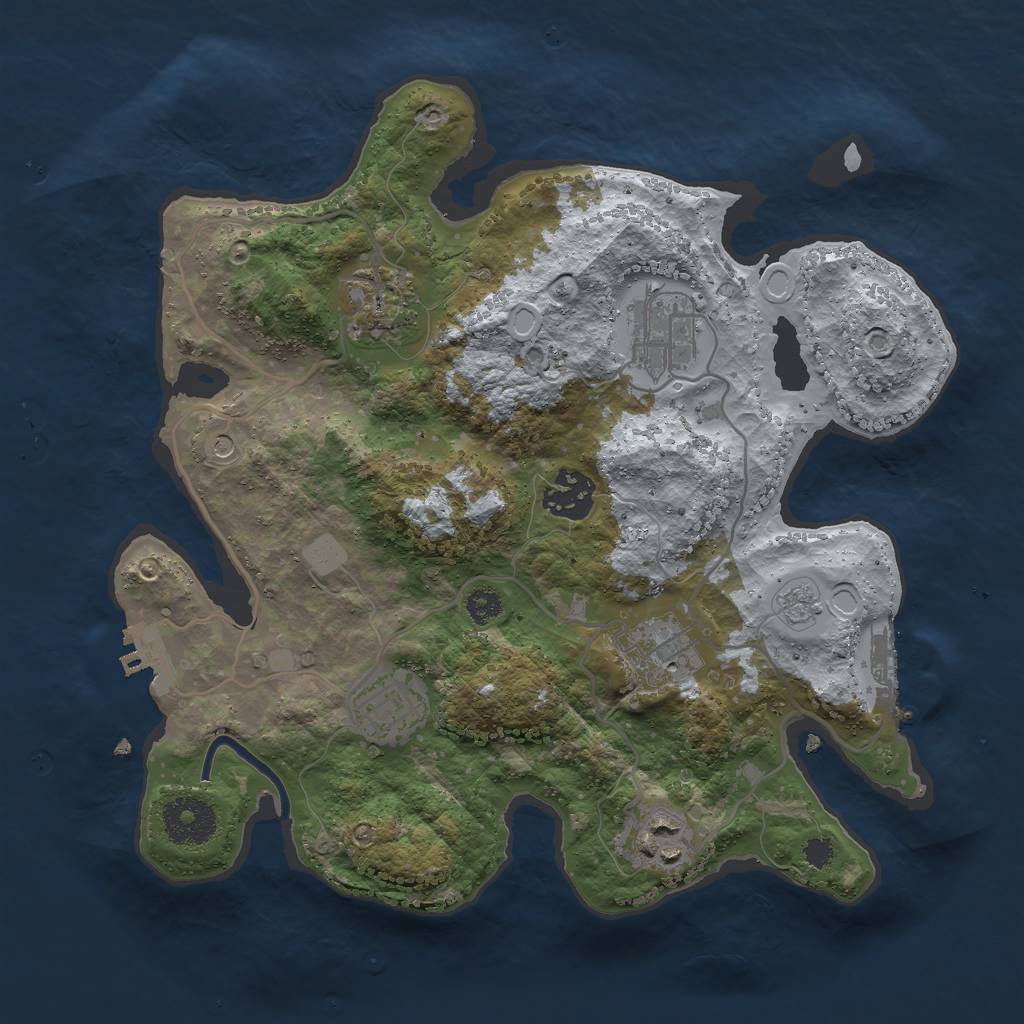 Rust Map: Procedural Map, Size: 3000, Seed: 684770602, 13 Monuments