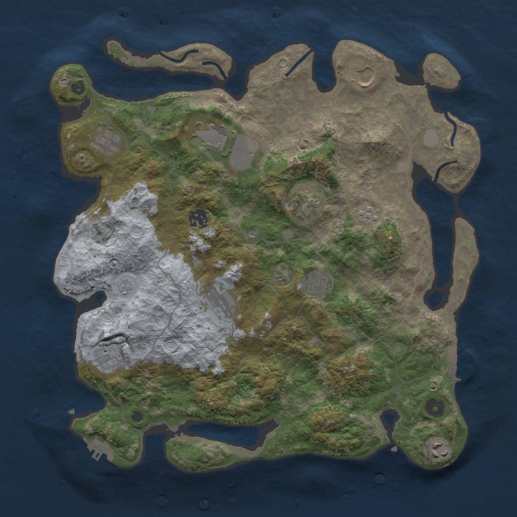Rust Map: Procedural Map, Size: 4000, Seed: 503346653, 19 Monuments