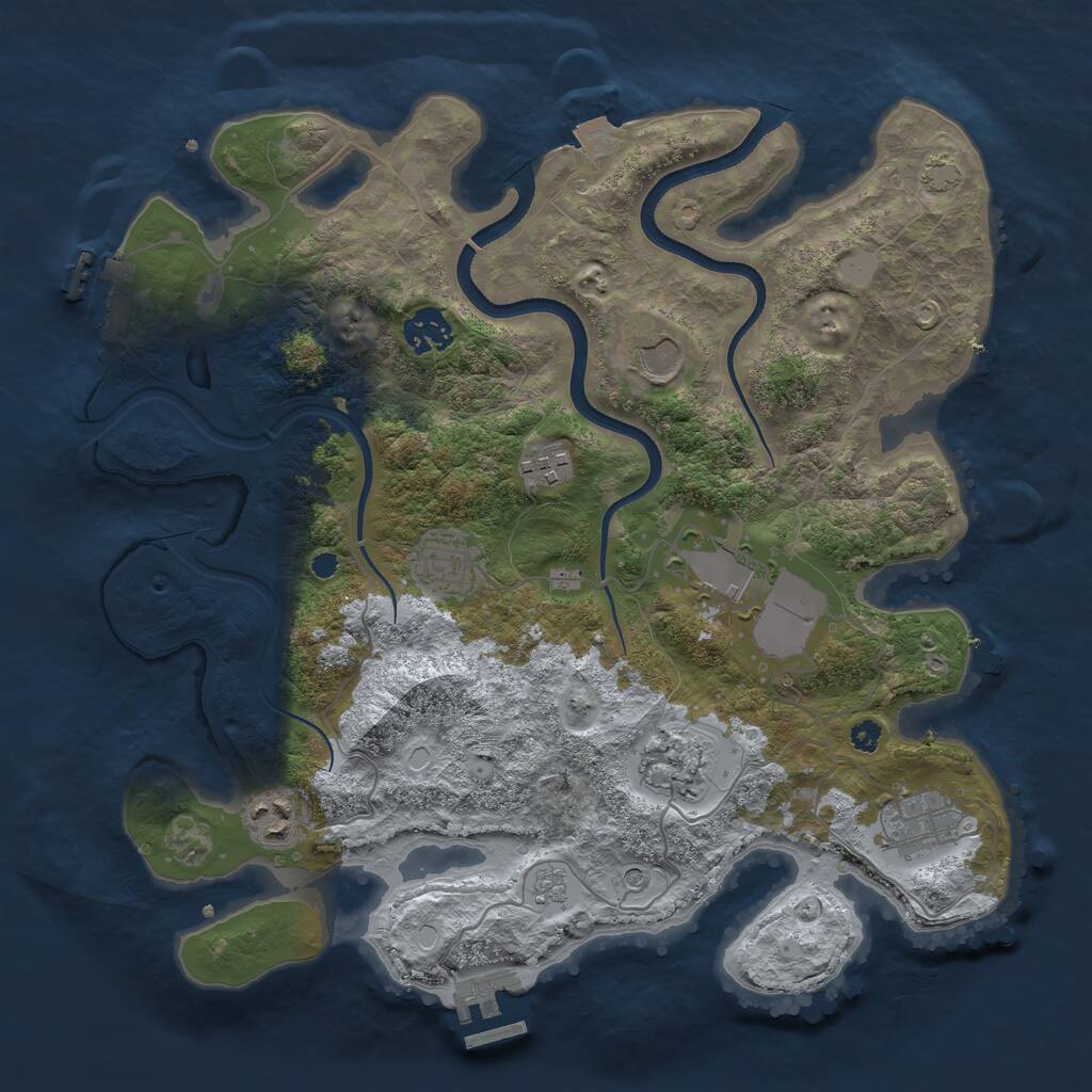 Rust Map: Procedural Map, Size: 3500, Seed: 809578957, 14 Monuments
