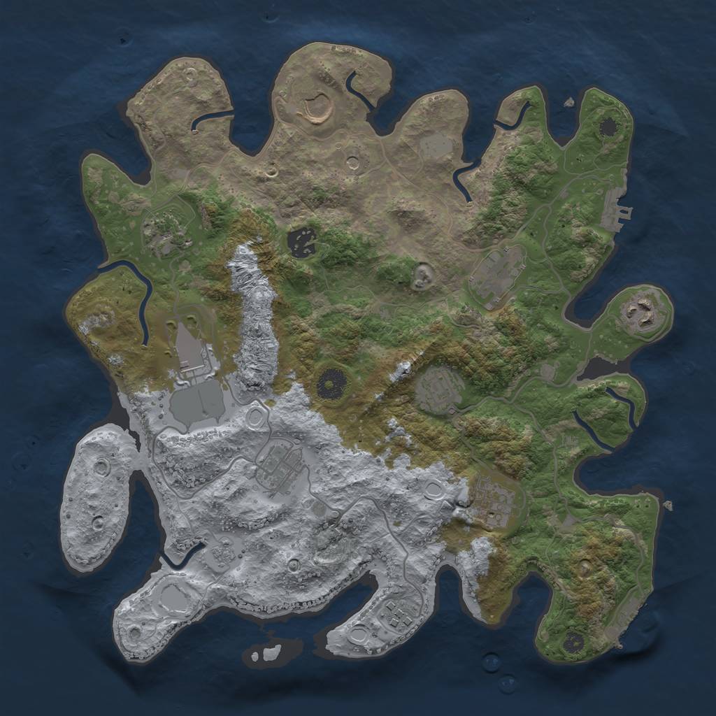 Rust Map: Procedural Map, Size: 3500, Seed: 496928797, 19 Monuments