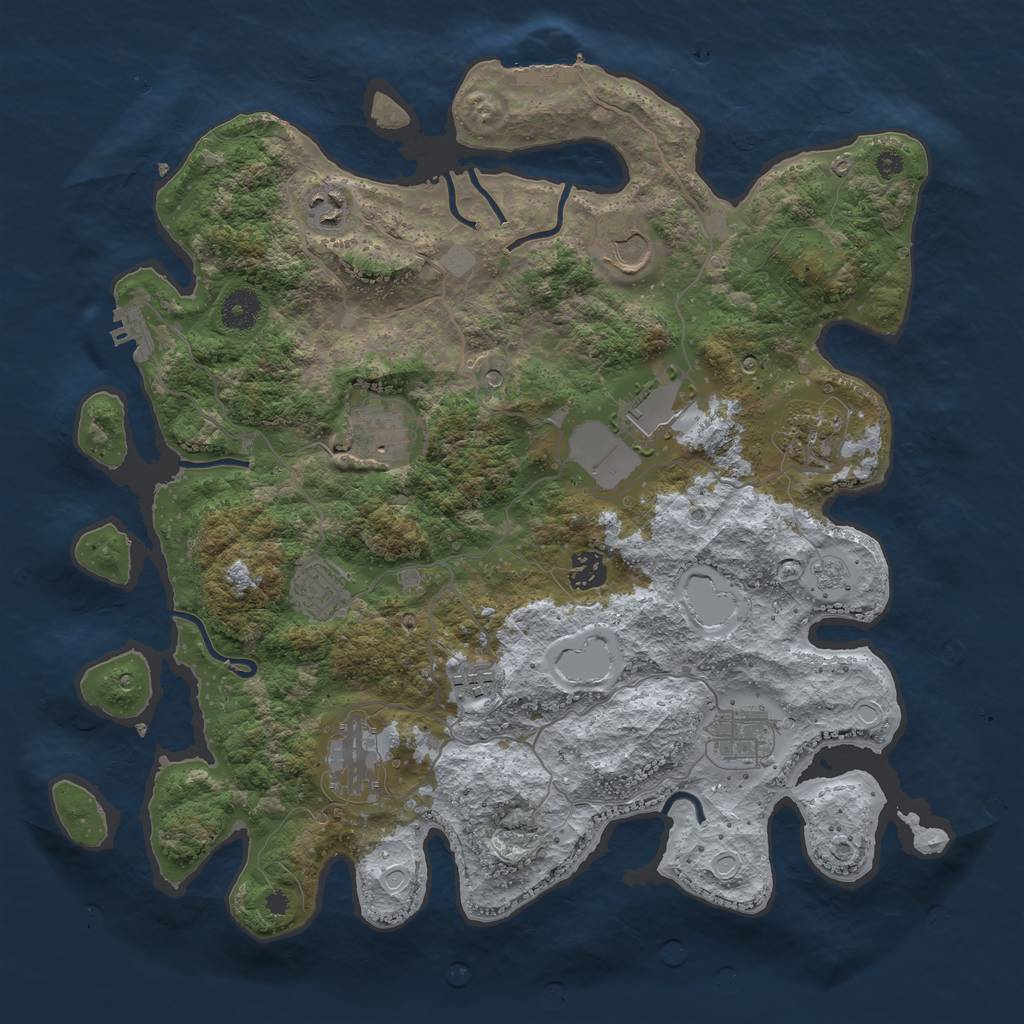 Rust Map: Procedural Map, Size: 3850, Seed: 1314050683, 19 Monuments