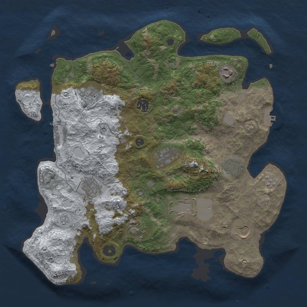 Rust Map: Procedural Map, Size: 3700, Seed: 1000, 19 Monuments