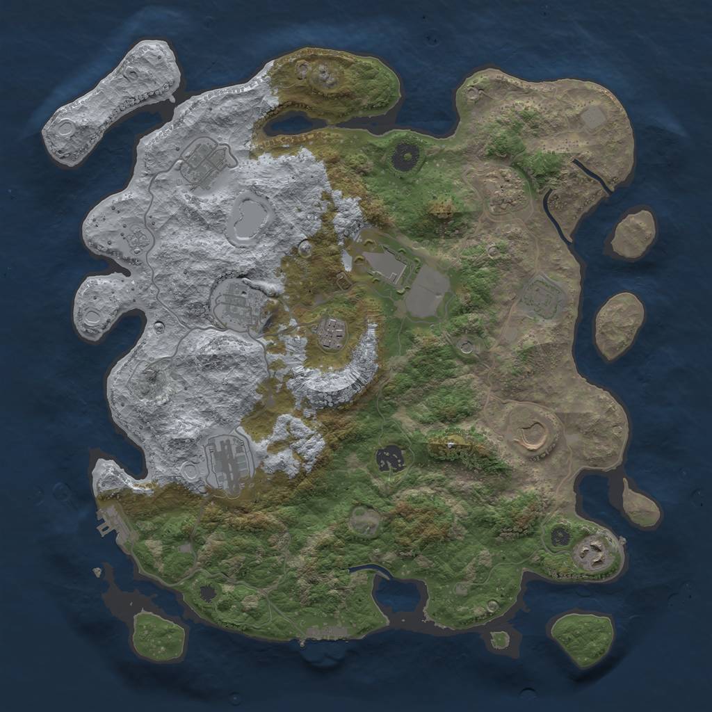 Rust Map: Procedural Map, Size: 3800, Seed: 1963848612, 19 Monuments