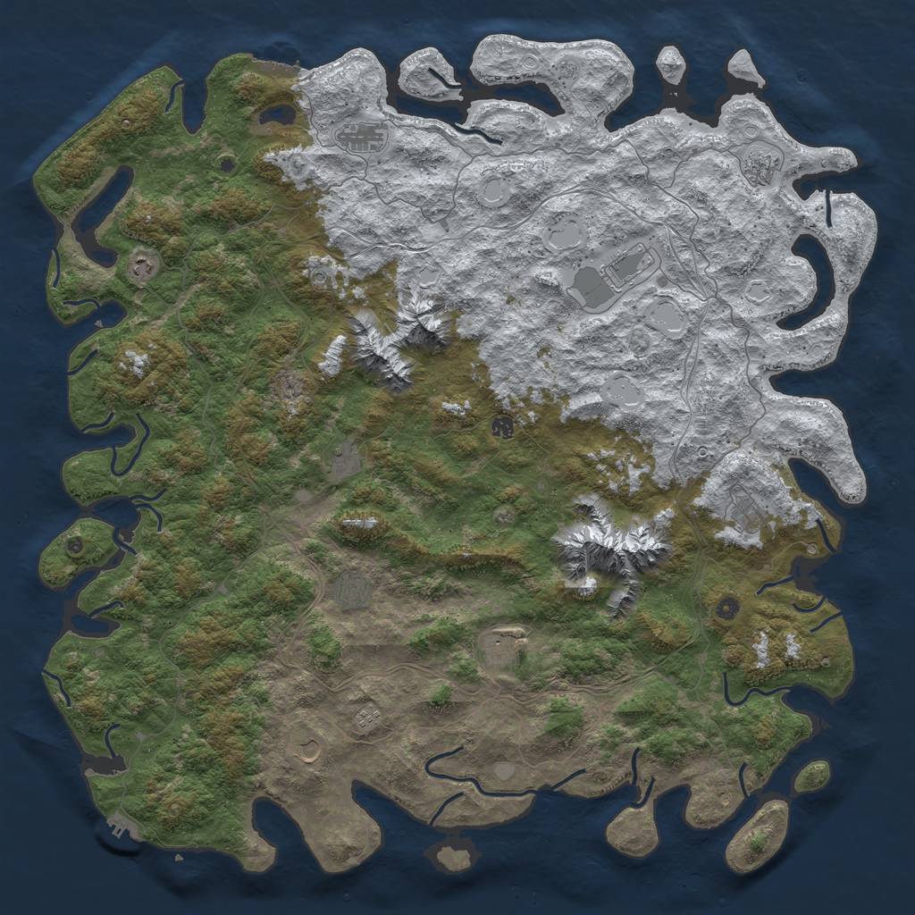 Rust Map: Procedural Map, Size: 6000, Seed: 1255, 20 Monuments