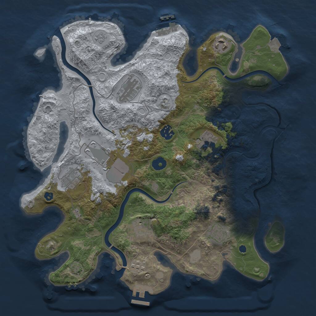 Rust Map: Procedural Map, Size: 3500, Seed: 1780331111, 15 Monuments