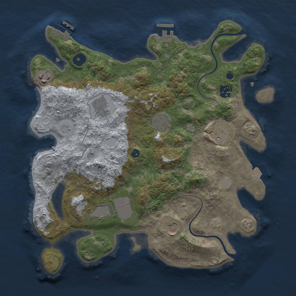 Rust Map: Procedural Map, Size: 3500, Seed: 1397222138, 13 Monuments