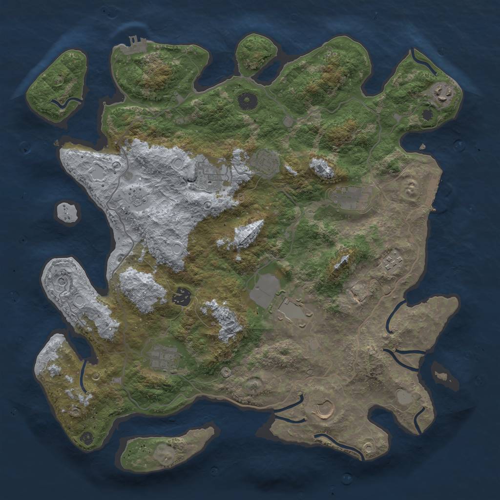 Rust Map: Procedural Map, Size: 4000, Seed: 1973808302, 18 Monuments