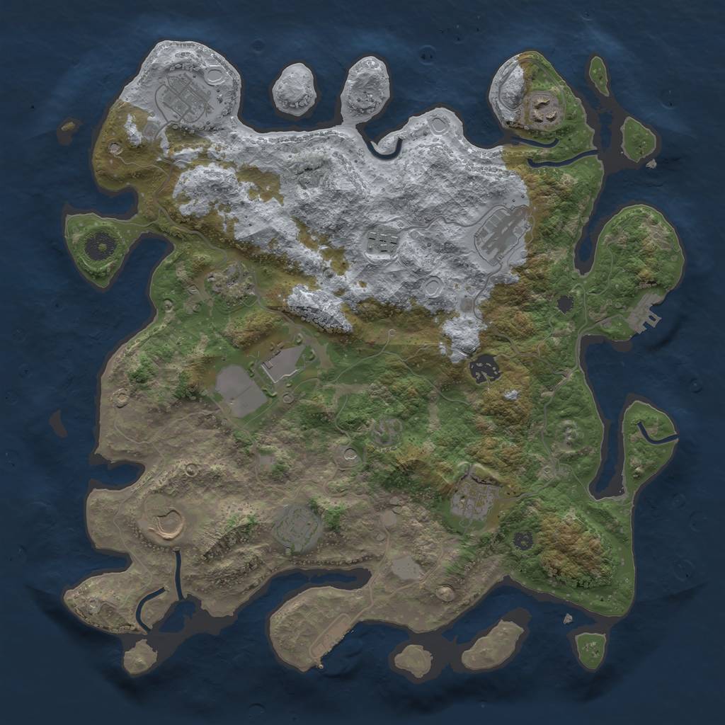 Rust Map: Procedural Map, Size: 3700, Seed: 1487002420, 18 Monuments
