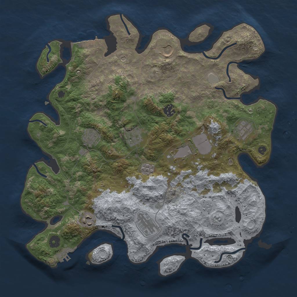 Rust Map: Procedural Map, Size: 3750, Seed: 181118545, 18 Monuments