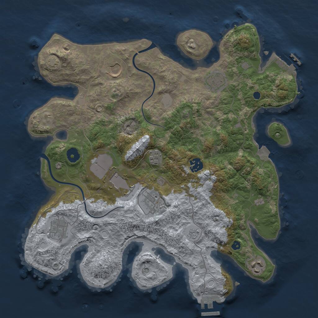 Rust Map: Procedural Map, Size: 3500, Seed: 292494796, 14 Monuments
