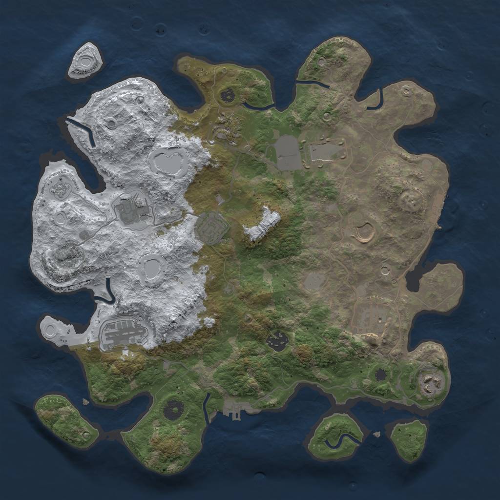 Rust Map: Procedural Map, Size: 3700, Seed: 1700632910, 18 Monuments