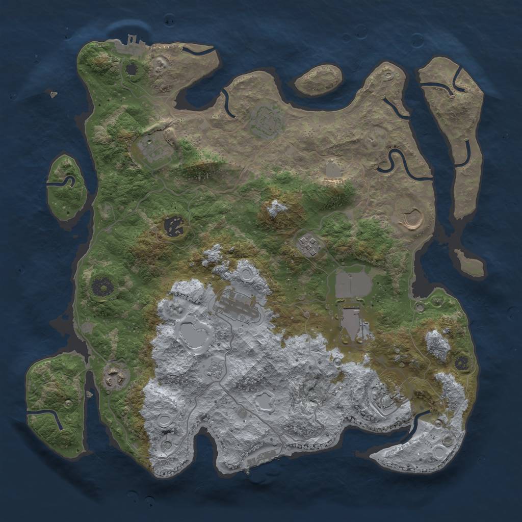 Rust Map: Procedural Map, Size: 3750, Seed: 39218911, 18 Monuments