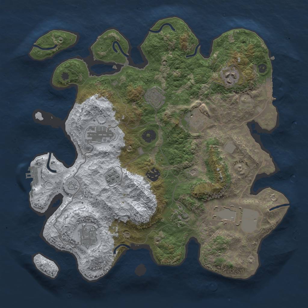 Rust Map: Procedural Map, Size: 3500, Seed: 2011337750, 18 Monuments