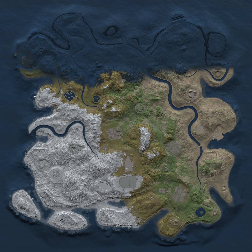 Rust Map: Procedural Map, Size: 3850, Seed: 2144363701, 12 Monuments