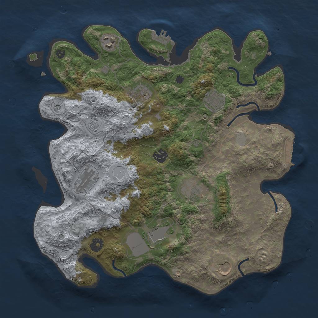 Rust Map: Procedural Map, Size: 3500, Seed: 1659059094, 17 Monuments