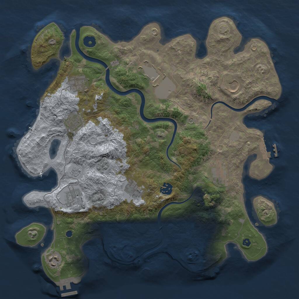 Rust Map: Procedural Map, Size: 3700, Seed: 706351798, 16 Monuments