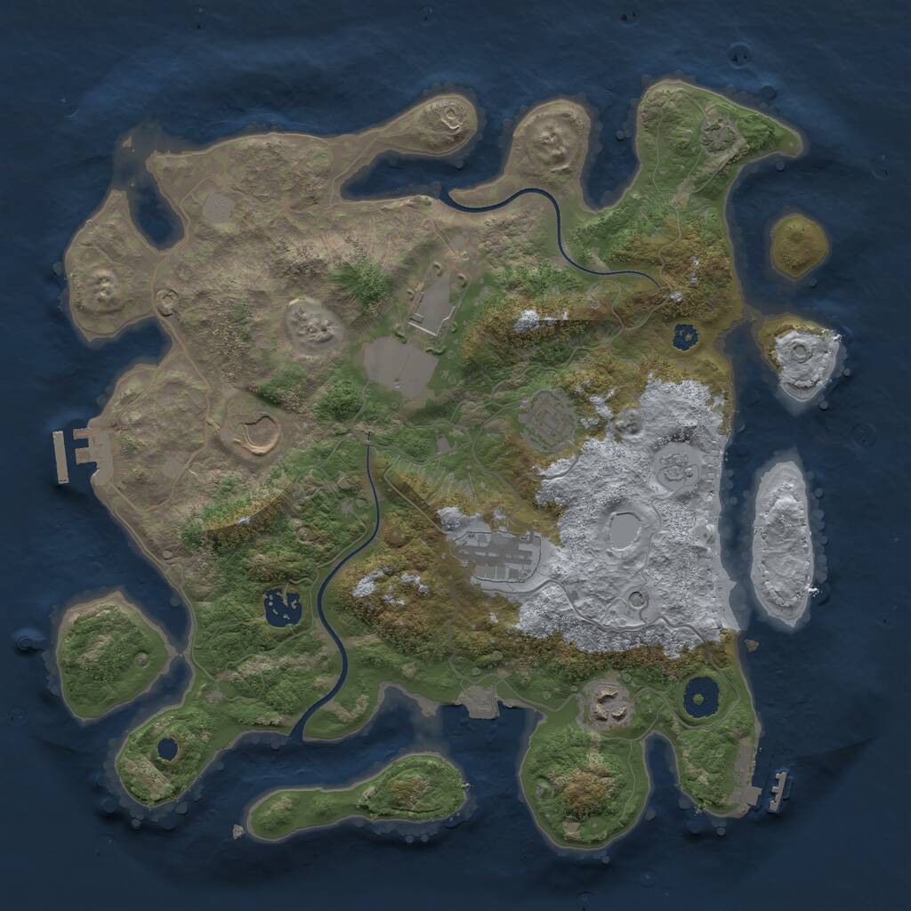 Rust Map: Procedural Map, Size: 3500, Seed: 1111982998, 12 Monuments